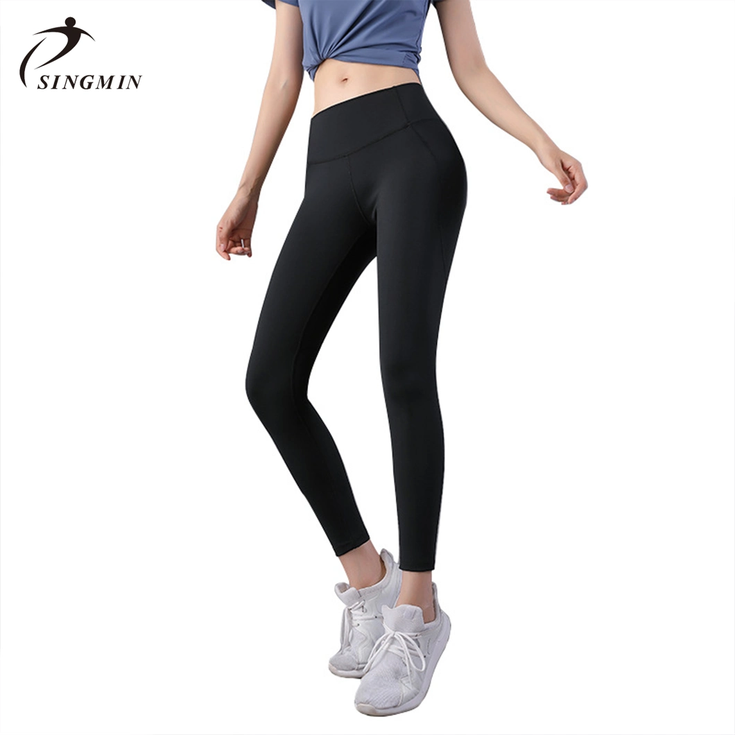 in Stock Jacquard Fabric Yoga Leggings Women′s High Waist Yoga Pants Tummy Control