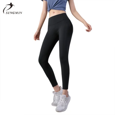 En Stock Tissu Jacquard Yoga Leggings taille haute Pantalon de yoga pour femmes contrôle du ventre