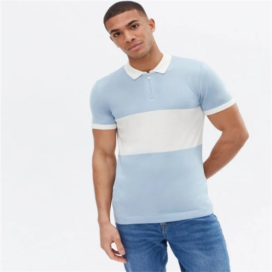 Été personnalisé Golf Stripe Slim Fit 100% coton à manches longues col athlétique Polo hommes vêtements